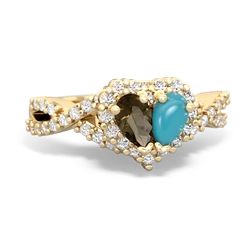 Smoky Quartz Diamond Twist 'One Heart' 14K Yellow Gold ring R2640HRT
