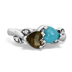 Smoky Quartz Floral Elegance 14K White Gold ring R5790