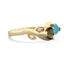 Smoky Quartz Floral Elegance 14K Yellow Gold ring R5790