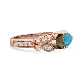 Smoky Quartz Diamond Butterflies 14K Rose Gold ring R5601