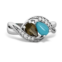 Smoky Quartz Summer Winds 14K White Gold ring R5342