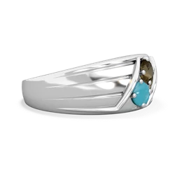 Smoky Quartz Men's Streamline 14K White Gold ring R0460