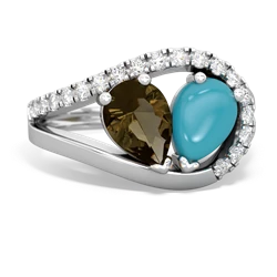 Smoky Quartz Nestled Heart Keepsake 14K White Gold ring R5650