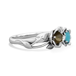 Smoky Quartz Rose Garden 14K White Gold ring R5510