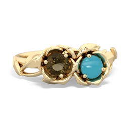 Smoky Quartz Rose Garden 14K Yellow Gold ring R5510