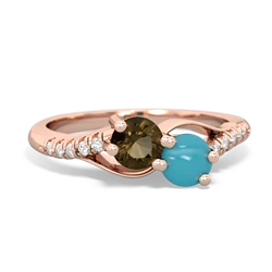 Smoky Quartz Infinity Pave Two Stone 14K Rose Gold ring R5285