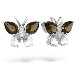 Smoky Quartz Butterfly 14K White Gold earrings E2215