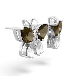 Smoky Quartz Butterfly 14K White Gold earrings E2215