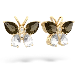 Smoky Quartz Butterfly 14K Yellow Gold earrings E2215