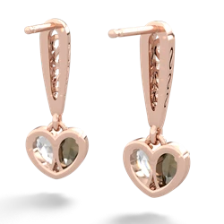 Smoky Quartz Filligree Heart 14K Rose Gold earrings E5070