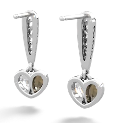 Smoky Quartz Filligree Heart 14K White Gold earrings E5070