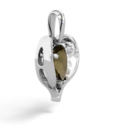 Smoky Quartz Two Become One 14K White Gold pendant P5330