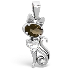 Smoky Quartz Kitten 14K White Gold pendant P5780