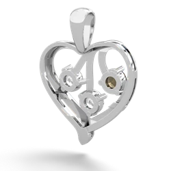 Smoky Quartz Glowing Heart 14K White Gold pendant P2233