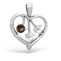 Smoky Quartz Glowing Heart 14K White Gold pendant P2233