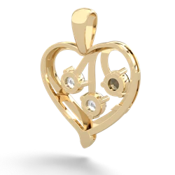 Smoky Quartz Glowing Heart 14K Yellow Gold pendant P2233