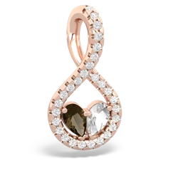 Smoky Quartz Pave Twist 'One Heart' 14K Rose Gold pendant P5360