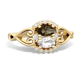 Smoky Quartz Love Nest 14K Yellow Gold ring R5860