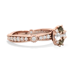 Smoky Quartz Sparkling Tiara Cluster 14K Rose Gold ring R26293RD