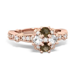 Smoky Quartz Sparkling Tiara Cluster 14K Rose Gold ring R26293RD