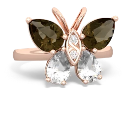 Smoky Quartz Butterfly 14K Rose Gold ring R2215