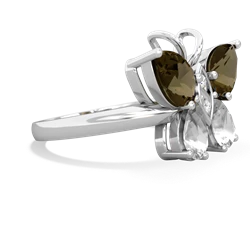 Smoky Quartz Butterfly 14K White Gold ring R2215