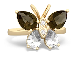 Smoky Quartz Butterfly 14K Yellow Gold ring R2215