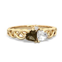 Smoky Quartz Heart To Heart Braid 14K Yellow Gold ring R5870