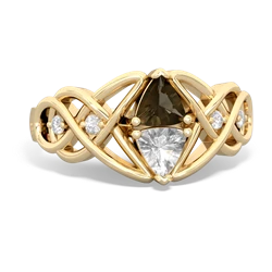 Smoky Quartz Keepsake Celtic Knot 14K Yellow Gold ring R5300