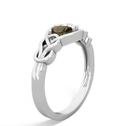 Smoky Quartz Celtic Love Knot 14K White Gold ring R5420