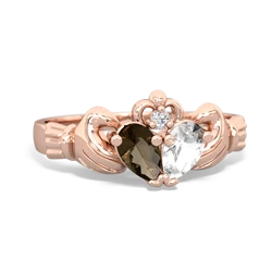 Smoky Quartz 'Our Heart' Claddagh 14K Rose Gold ring R2388