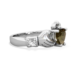 Smoky Quartz Claddagh Keepsake 14K White Gold ring R5245