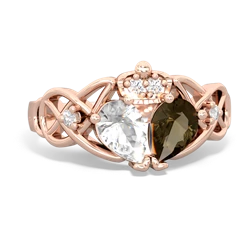 Smoky Quartz 'One Heart' Celtic Knot Claddagh 14K Rose Gold ring R5322