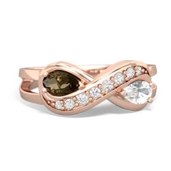 Smoky Quartz Diamond Infinity 14K Rose Gold ring R5390