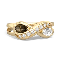 Smoky Quartz Diamond Infinity 14K Yellow Gold ring R5390