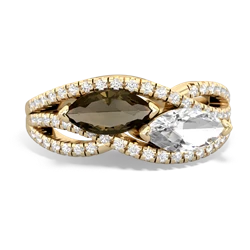 Smoky Quartz Diamond Rivers 14K Yellow Gold ring R3070