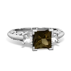 Smoky Quartz Eternal Embrace Engagement 14K White Gold ring C2001