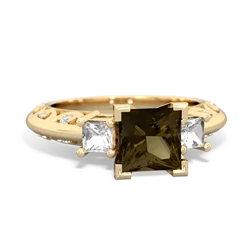 Smoky Quartz Eternal Embrace Engagement 14K Yellow Gold ring C2001