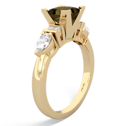 Smoky Quartz 6Mm Princess Eternal Embrace Engagement 14K Yellow Gold ring C2002