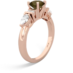 Smoky Quartz 6Mm Round Eternal Embrace Engagement 14K Rose Gold ring R2005