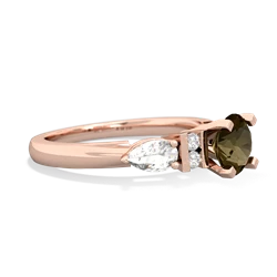 Smoky Quartz 6Mm Round Eternal Embrace Engagement 14K Rose Gold ring R2005