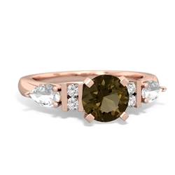 Smoky Quartz 6Mm Round Eternal Embrace Engagement 14K Rose Gold ring R2005