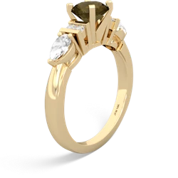 Smoky Quartz 6Mm Round Eternal Embrace Engagement 14K Yellow Gold ring R2005