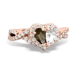 Smoky Quartz Diamond Twist 'One Heart' 14K Rose Gold ring R2640HRT