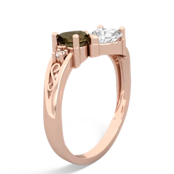 Smoky Quartz Snuggling Hearts 14K Rose Gold ring R2178