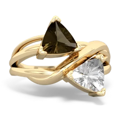 Smoky Quartz Split Band Swirl 14K Yellow Gold ring R2341