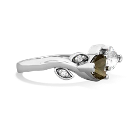 Smoky Quartz Floral Elegance 14K White Gold ring R5790