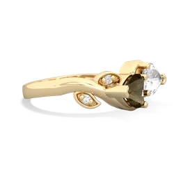 Smoky Quartz Floral Elegance 14K Yellow Gold ring R5790