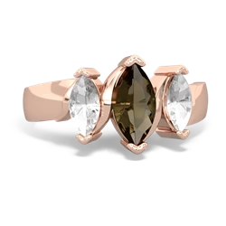 Smoky Quartz Three Peeks 14K Rose Gold ring R2433