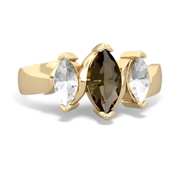 Smoky Quartz Three Peeks 14K Yellow Gold ring R2433